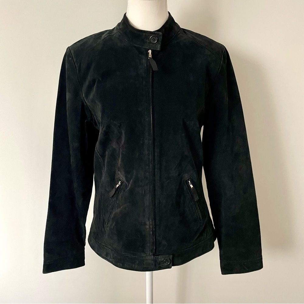 Vintage Y2K Reitmans Genuine Suede Black Leather Jacket Size Medium